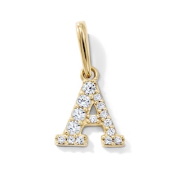 14K Gold-Plated CZ Pavé "A" Initial Charm