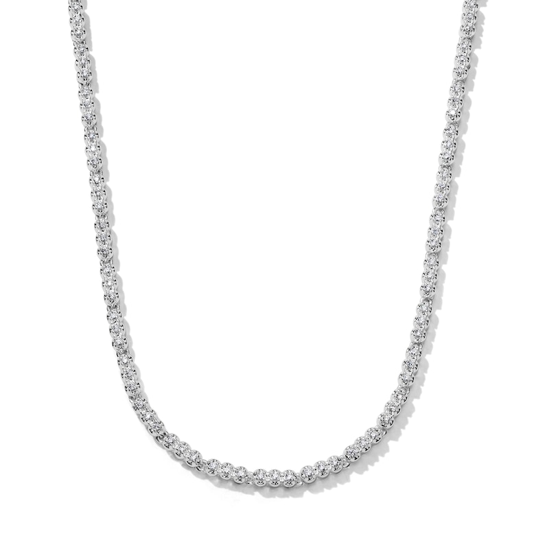 Main Image 1 of Silver-Plated 1mm CZ Tennis Necklace - 20"