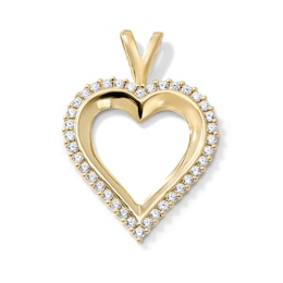 14K Gold-Plated CZ Double Open Heart Necklace Charm