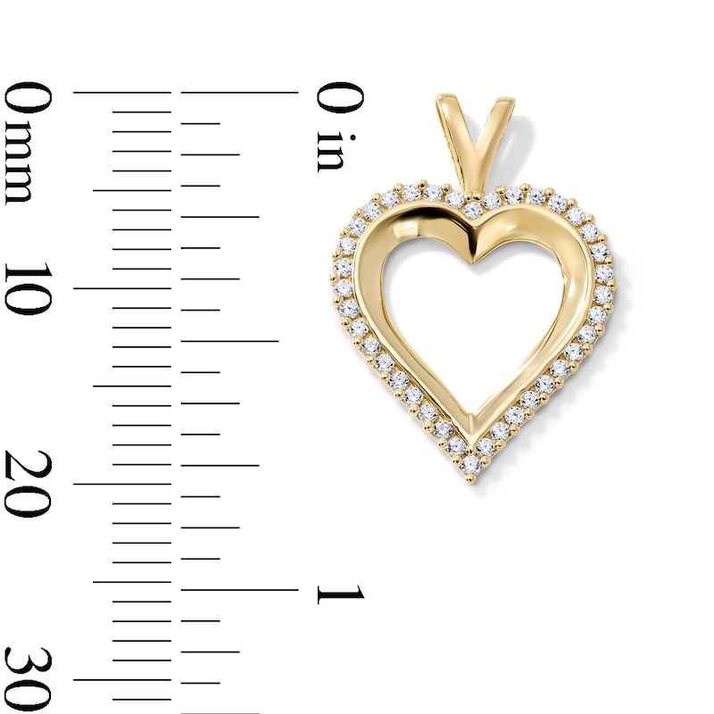 14K Gold-Plated CZ Double Open Heart Necklace Charm