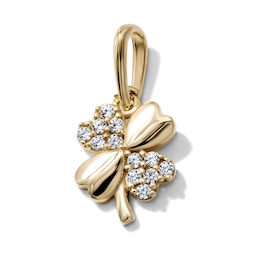 14K Gold-Plated CZ Four-Leaf Clover Charm