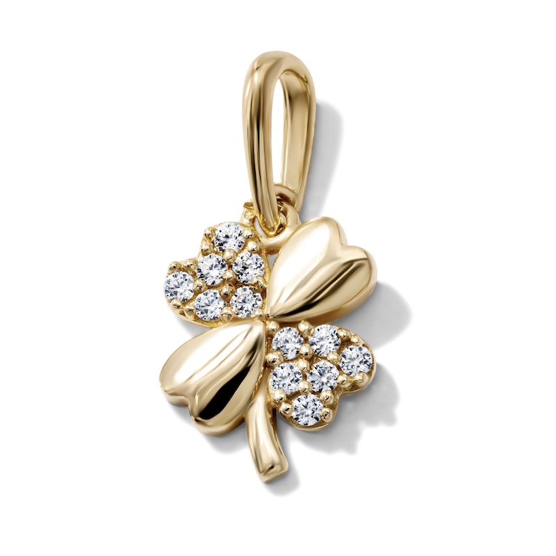 14K Gold-Plated CZ Four-Leaf Clover Charm
