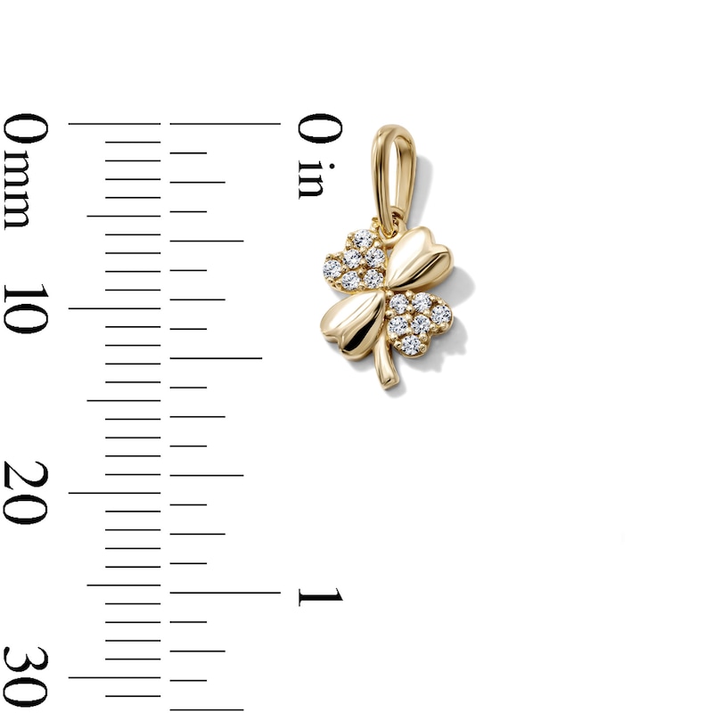 14K Gold-Plated CZ Four-Leaf Clover Charm