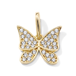14K Gold-Plated CZ Pavé Butterfly Charm
