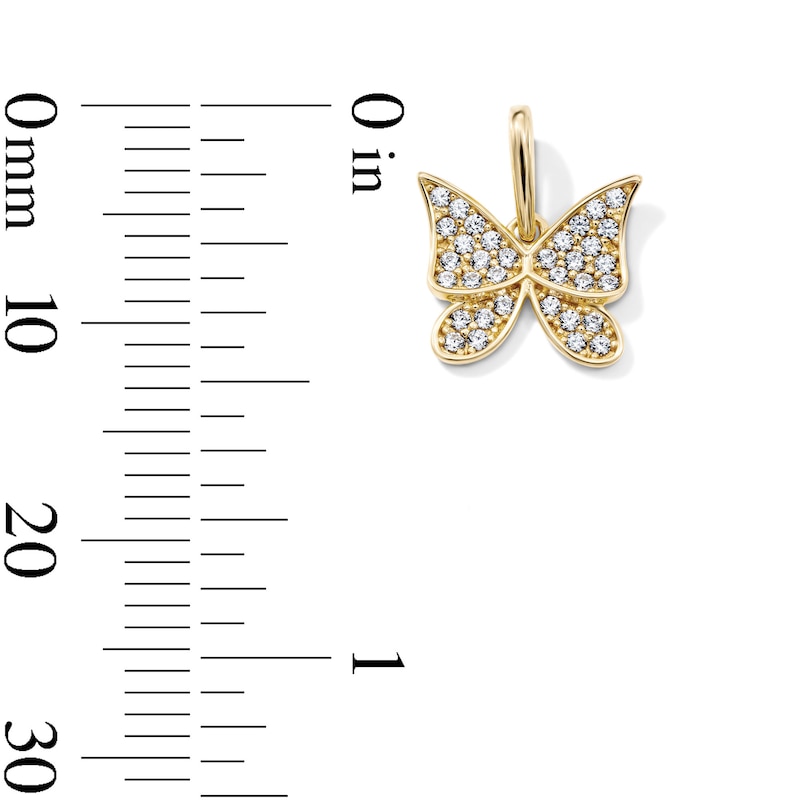 14K Gold-Plated CZ Pavé Butterfly Charm