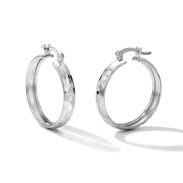 Silver-Plated Diamond-Cut 25mm Hoops
