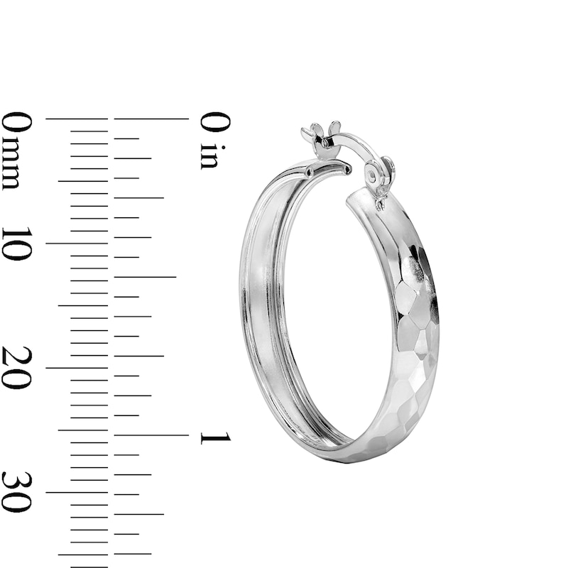 White Rhodium Plated Diamond-Cut 25mm Hoops