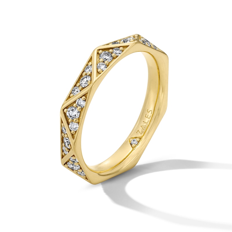 14K Gold Plated 5/8 CT. T.W. Lab-Grown Diamond Pavé Geo Band - Size 7
