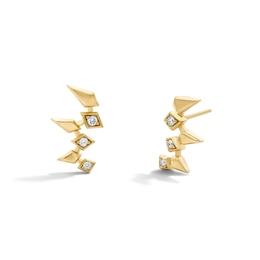 14K Gold Plated 1/10 CT. T.W. Lab-Grown Diamond Geo Crawler Studs