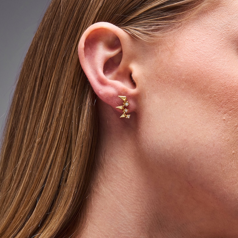 14K Gold Plated 1/10 CT. T.W. Lab-Grown Diamond Geo Crawler Studs