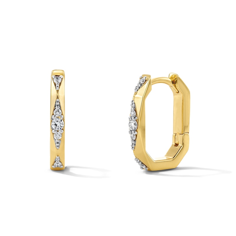 18K Gold Plated 1/8 CT. T.W. Lab-Grown Diamond Geo Huggies