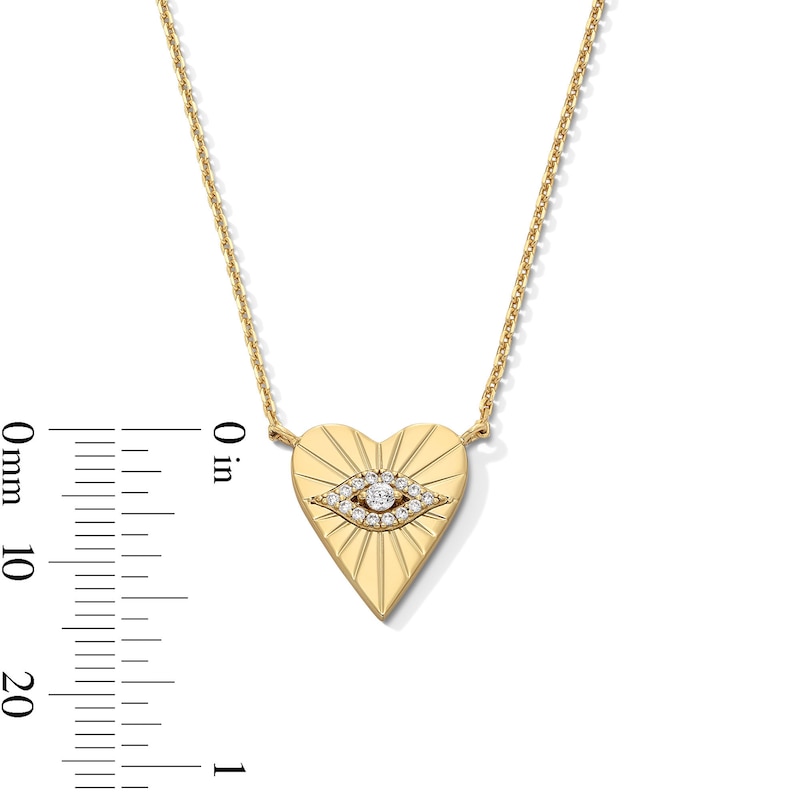 18K Gold Plated 1/20 CT. T.W. Lab-Grown Diamond Evil Eye Heart Pendant - 16" + 2"