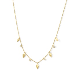 18K Gold Plated 1/8 CT. T.W. Lab-Grown Diamond Kite Station Necklace - 14" + 2"