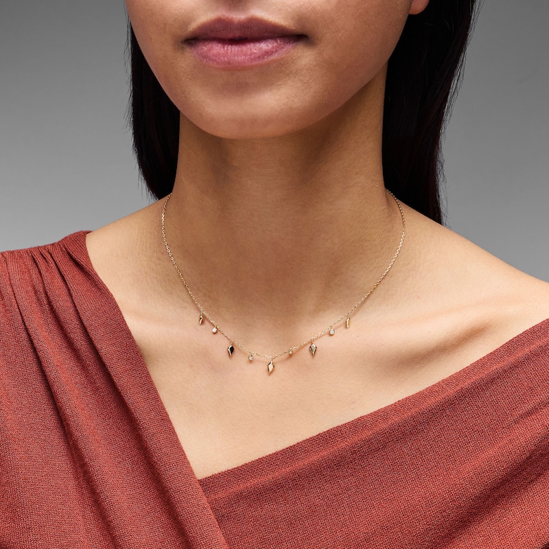 18K Gold Plated 1/8 CT. T.W. Lab-Grown Diamond Kite Station Necklace - 14" + 2"