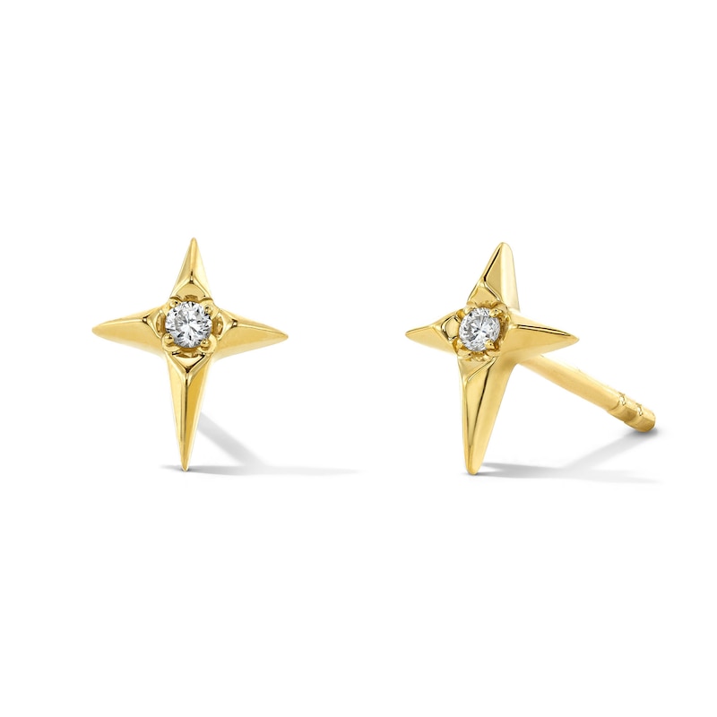 10K Solid Gold Lab-Grown Diamond Accent Star Studs