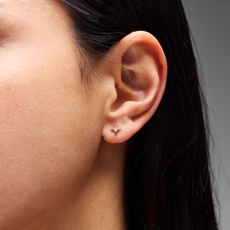 10K Solid Gold Lab-Grown Diamond Accent Star Studs