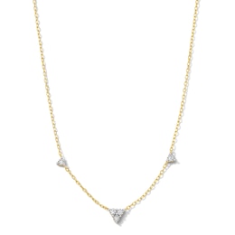 18K Gold Plated 1/5 CT. T.W. Lab-Grown Diamond Station Necklace - 15" + 3"