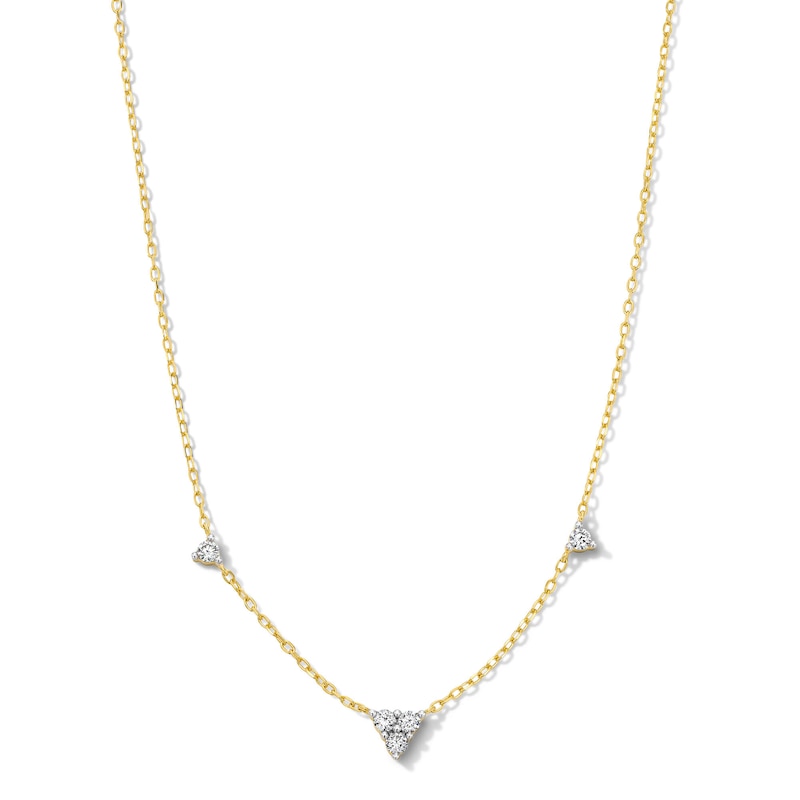 18K Gold Plated 1/5 CT. T.W. Lab-Grown Diamond Station Necklace - 15" + 3"