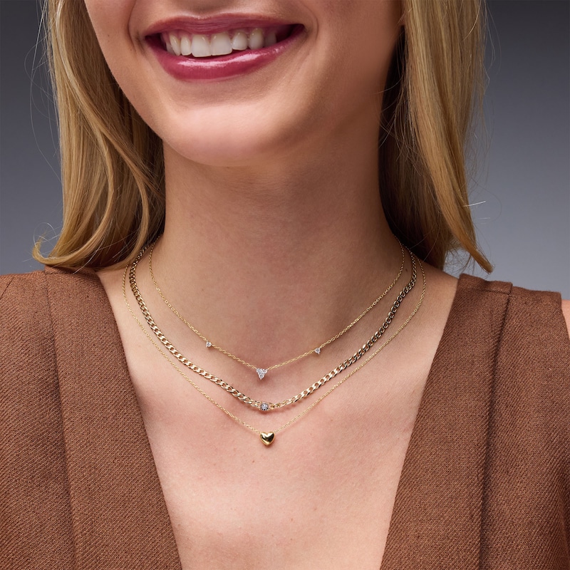 18K Gold Plated 1/5 CT. T.W. Lab-Grown Diamond Station Necklace - 15" + 3"