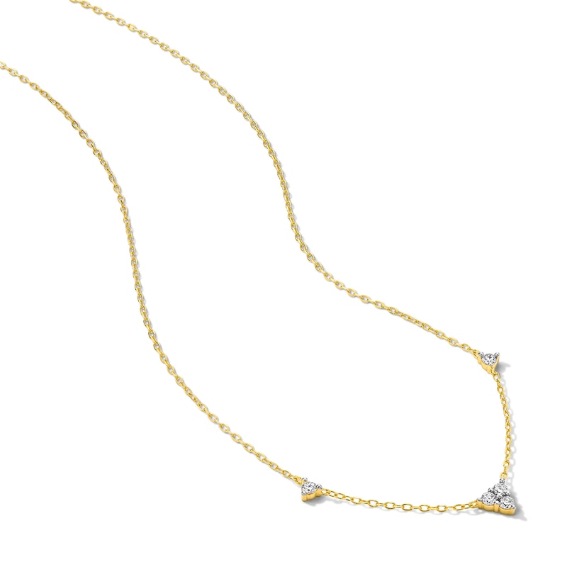 18K Gold Plated 1/5 CT. T.W. Lab-Grown Diamond Station Necklace - 15" + 3"