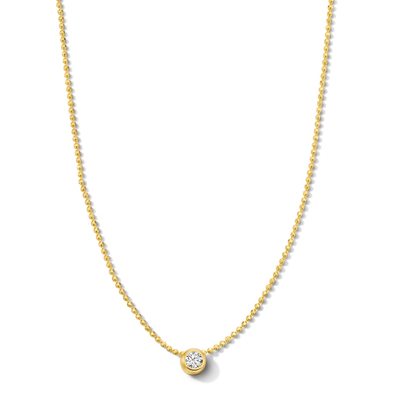 18K Gold Plated 1/10 CT. T.W. Lab-Grown Diamond Bezel Pendant - 18"