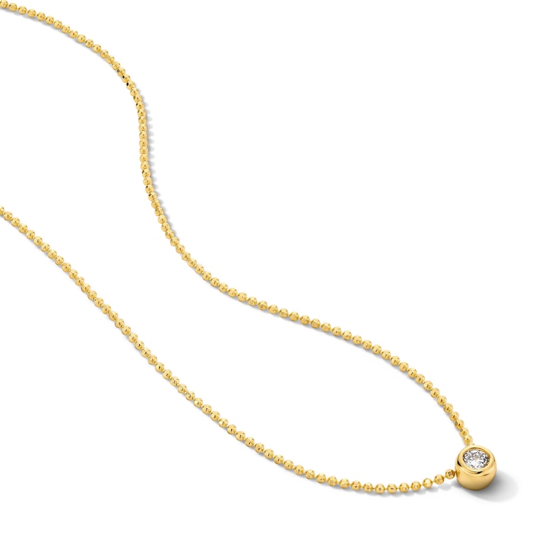 18K Gold Plated 1/10 CT. T.W. Lab-Grown Diamond Bezel Pendant - 18"