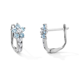Child's Sterling Silver Blue and White CZ Flower Hoops - 12mm