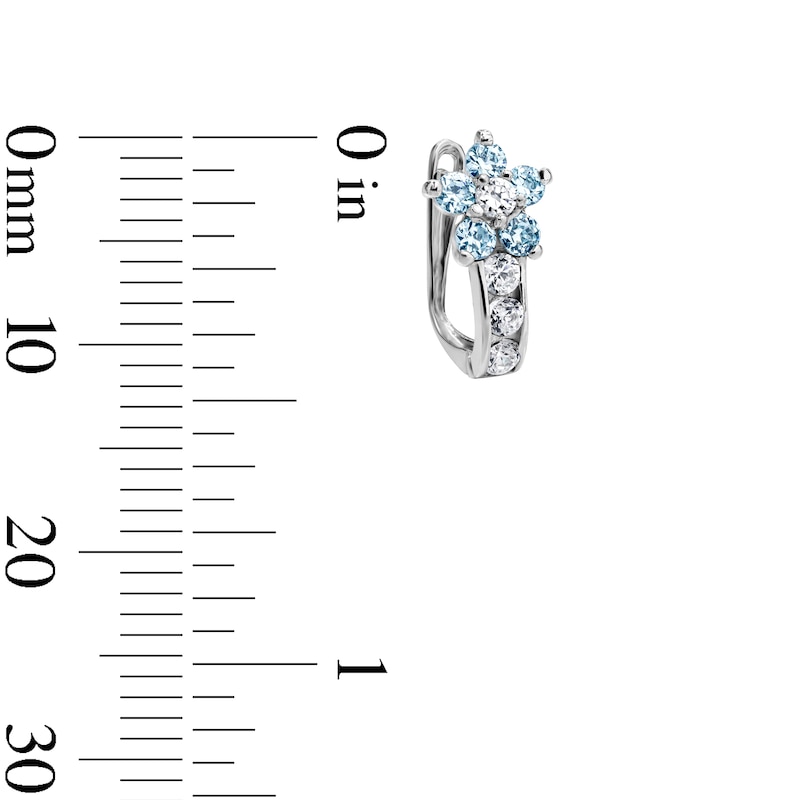 Child's Sterling Silver Blue and White CZ Flower Hoops - 12mm