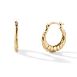 10K Gold-Bonded Textured Hoops - 17mm