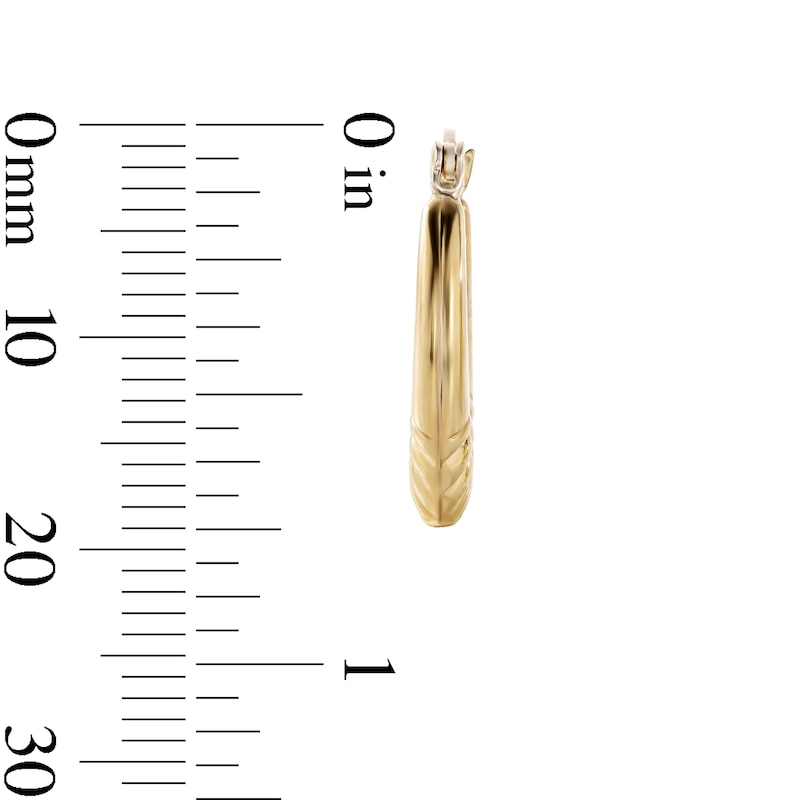 10K Gold-Bonded Ribbed Oval Hoops - 16mm