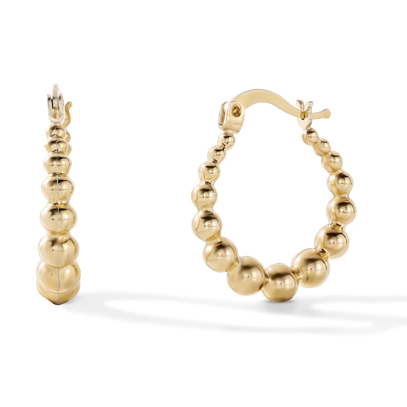 10K Gold-Bonded Beaded Bubble Hoops - 21.8mm