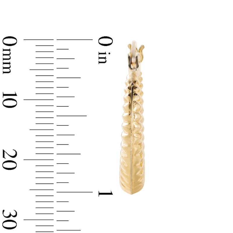 10K Gold-Bonded Ribbed Knife-Edge Hoops - 21.3mm