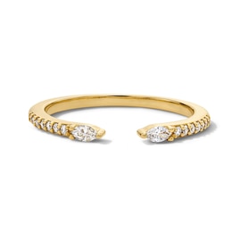 10K Gold 1/6 CT. T.W. Round and Marquise-Cut Lab-Grown Diamond Open Ring - Size 5