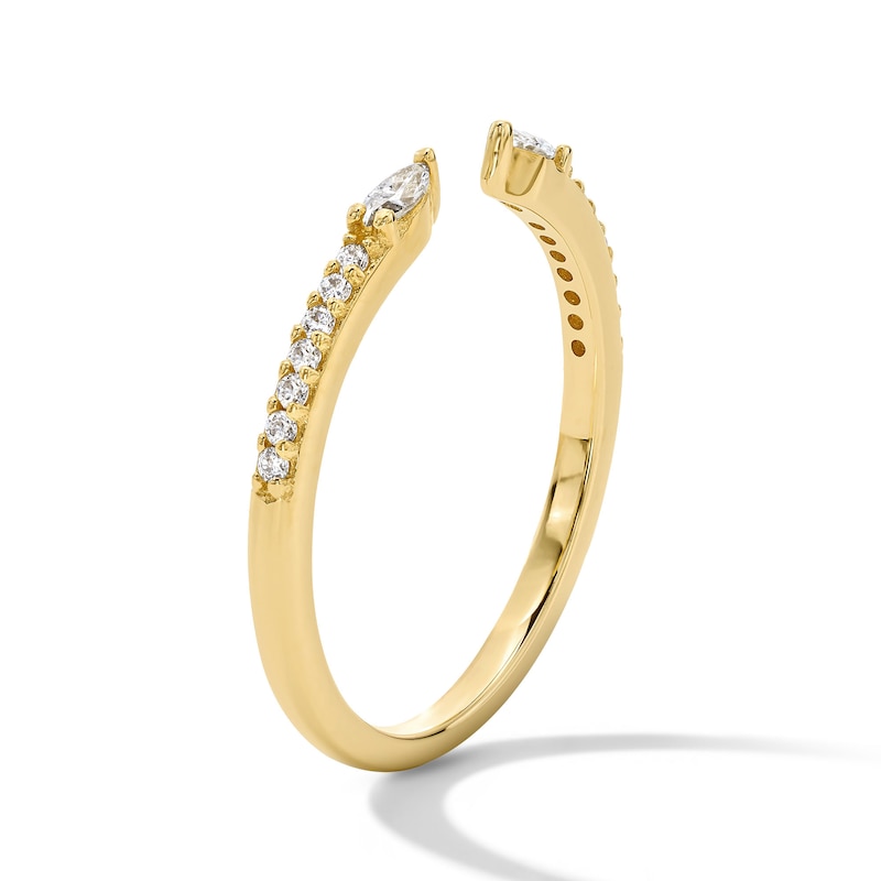 10K Gold 1/6 CT. T.W. Round and Marquise-Cut Lab-Grown Diamond Open Ring - Size 5
