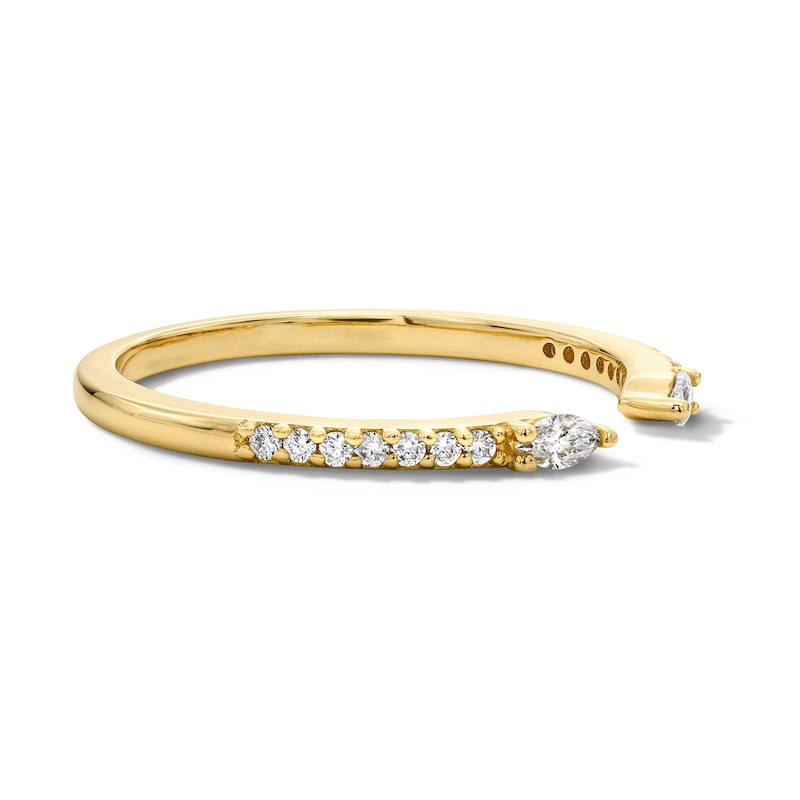 10K Gold 1/6 CT. T.W. Round and Marquise-Cut Lab-Grown Diamond Open Ring - Size 5