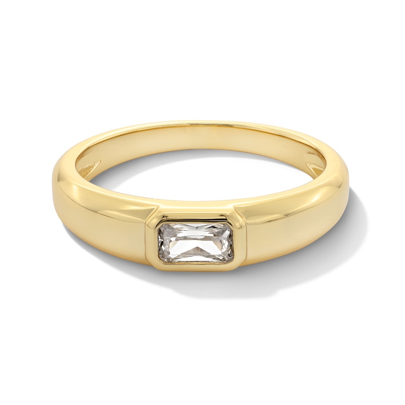 18K Gold-Plated 1/3 CT. T.W. Emerald-Cut Lab-Grown Diamond East/West Bezel Ring -  Size 7