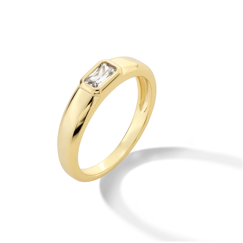 18K Gold-Plated 1/3 CT. T.W. Emerald-Cut Lab-Grown Diamond East/West Bezel Ring -  Size 7
