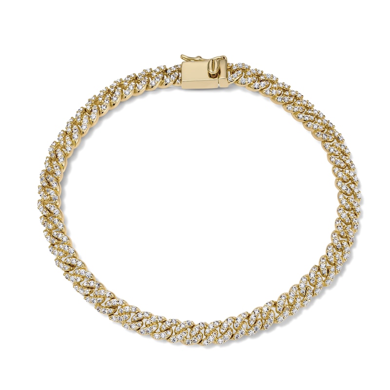 18K Gold Plated CZ 5mm Curb Chain Bracelet - 8"