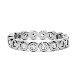Silver-Plated CZ Bezel Eternity Ring - Size 7