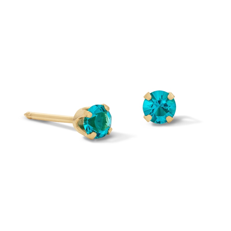 10K Solid Gold December Birthstone Piercing Studs