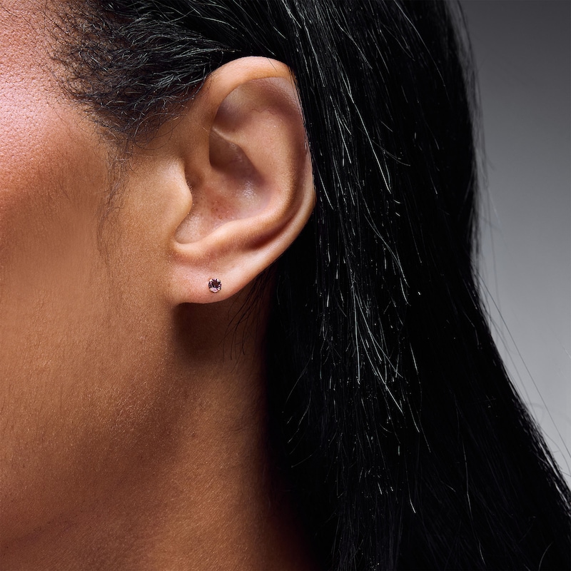 10K Solid Gold February Birthstone Piercing Studs