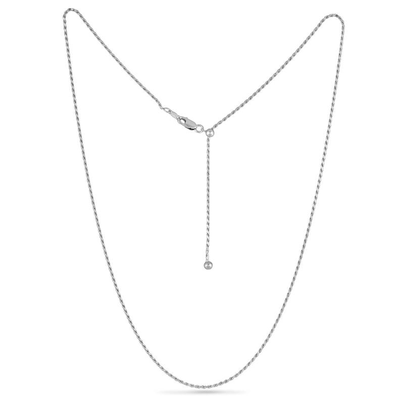 Solid Sterling Silver Adjustable Rope Chain - 24"