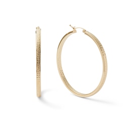 14K Gold-Plated Textured Inside-Out Hoops - 45mm