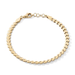14K Gold-Plated 4.5mm Heart Link Bracelet - 7" + 0.5"
