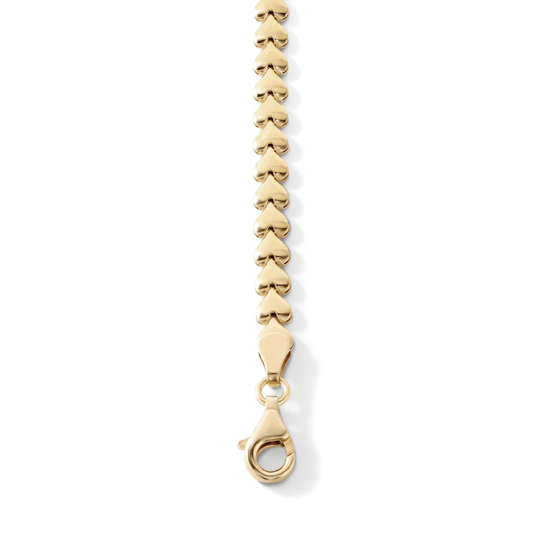 14K Gold-Plated 4.5mm Heart Link Bracelet - 7" + 0.5"