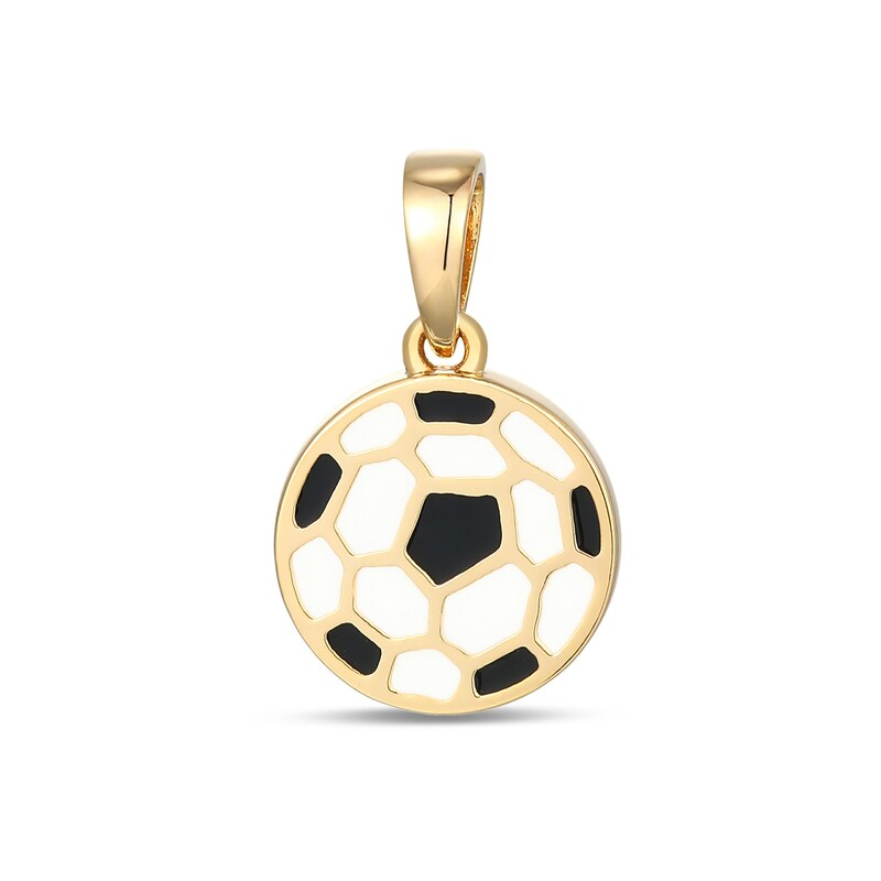 18K Gold-Plated Enamel Soccer Ball Charm