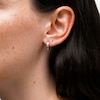 Cubic Zirconia Seven Stone 13mm Huggie Earrings in 10K Gold
