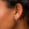 10K Solid White Gold CZ Channel Double Row Hoops