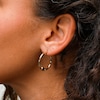 10K Two-Tone Gold Heart on Hoop Earrings
