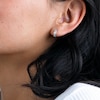 Solid Sterling Silver 3mm Princess-Cut CZ Mini Huggies